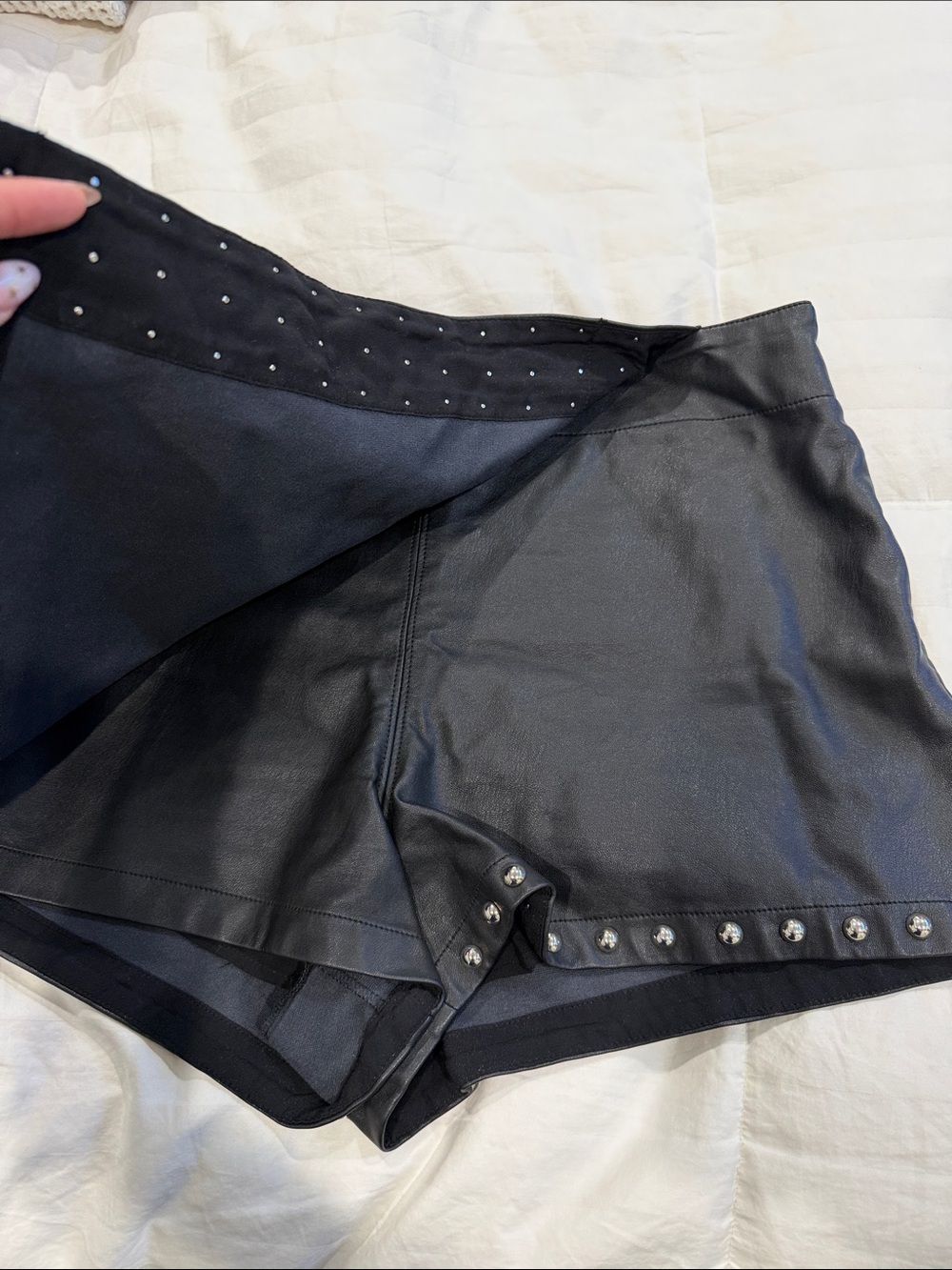 Free People Black Stud-Trim Skort Shorts - Picture 5 of 6